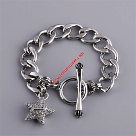 Juicy Couture Silver Tone Pave Star Charm Toggle Bracelet 2917223
