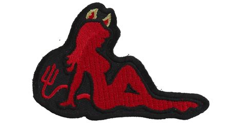 Devil Girl Red Embroidered Iron On Patch By Ivamis Patches