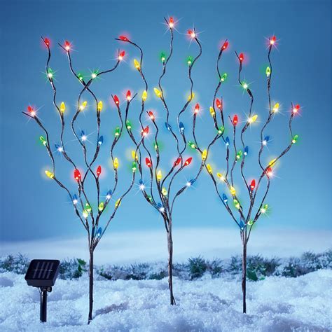 Solar Christmas Light Tree Branch Stakes Set Of 3 Collections Etc