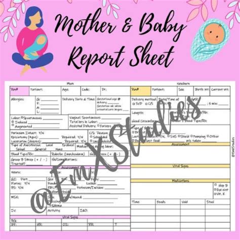 Mother And Baby Nurse Report Sheet Maternity Nurse Report Etsy