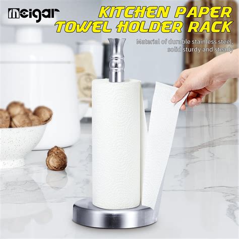 Modern Stand Up Paper Towel Holder Easy One Handed Tear Kitchen Paper