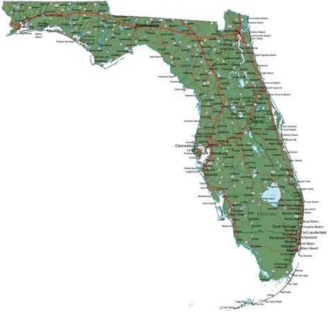 Detailed Florida Map Fl Terrain Map