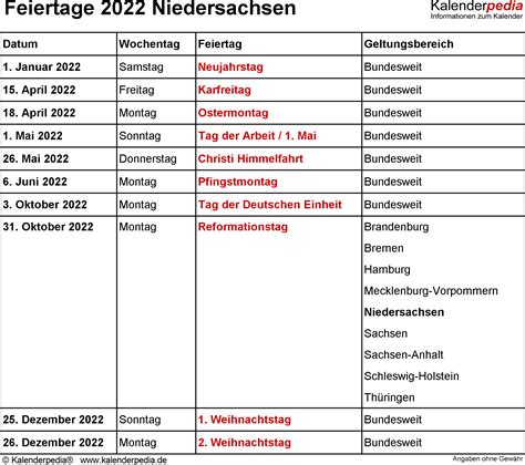 Neujahr, mi, karfreitag, fr, ostersonntag, so, feiertag, datum. Feiertage Niedersachsen 2020, 2021 & 2022 (mit Druckvorlagen)