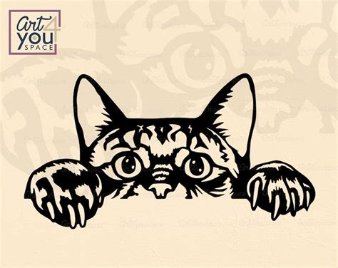 Funny Cat SVG Files for Cricut Cute Peeking Pet Face Clipart - Etsy