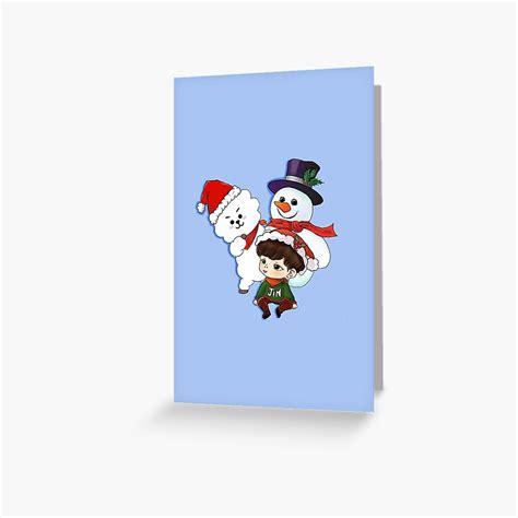 Rj And Jin Christmas Bt21 Sticker Bts Greeting Card By Liriart