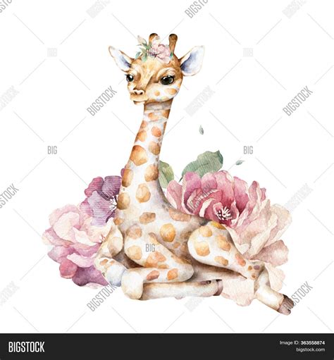 Cute Giraffe Flower On Image And Photo Free Trial Bigstock