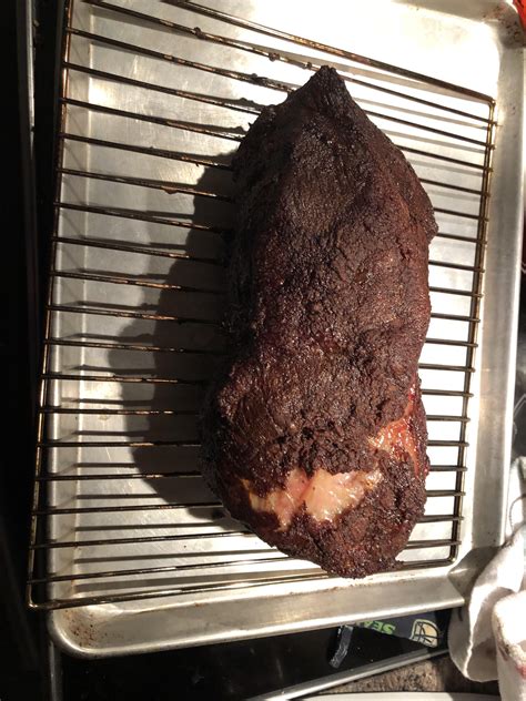 This fat adds flavor and keeps the meat tender as it cooks. HOMEMADE Bone in pork shoulder smoked for 15.5 hrs with ...