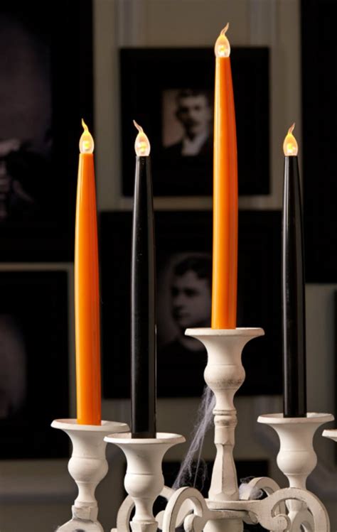 Halloween Flickering Cryptic Candles Led 10″ Taper 4 Pc Set Orange