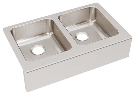 Farmhouse sinks are one kitchen sink style that is adored by more than just a few. Elkay Lustertone Stainless Steel Equal 2 Bowl Farmhouse ...