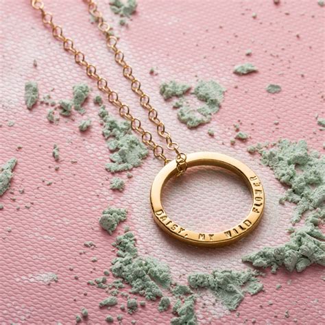 Loisel is focused on living a wealthier life, so she borrows a diamond necklace. Personalised Quote Circle Necklace By Posh Totty Designs | notonthehighstreet.com