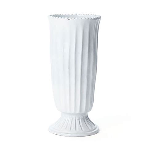 White Stripe Footed Vase Jan De Luz Linens