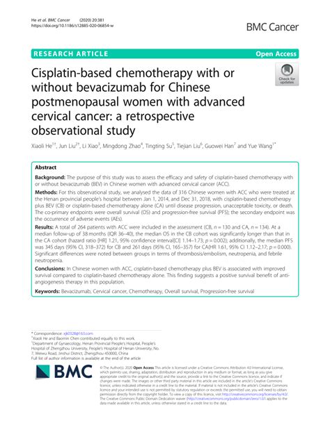 Pdf Cisplatin Based Chemotherapy With Or Without Bevacizumab For