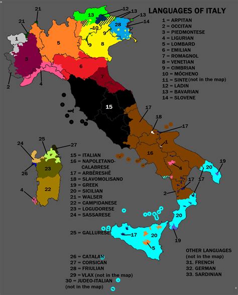 Languages Of Italy Language Map Cartography Map Language