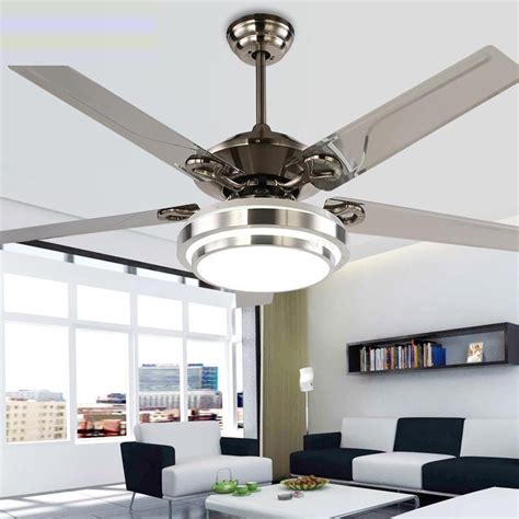 2020 Modern Led Ceiling Fans With Lights Bedroom Dining Room Stainless