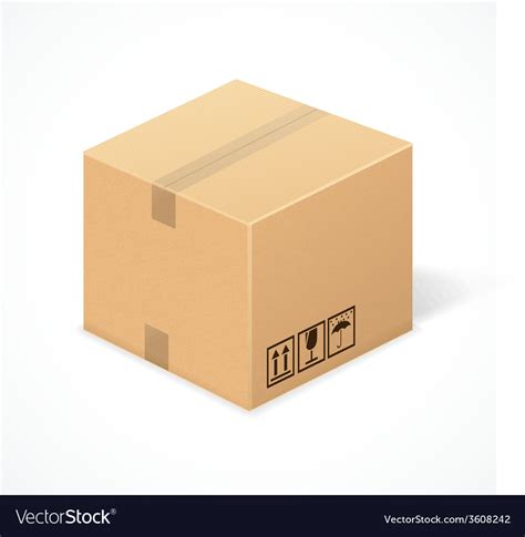 Closed Cardboard Box Isolated On White Royalty Free Vector