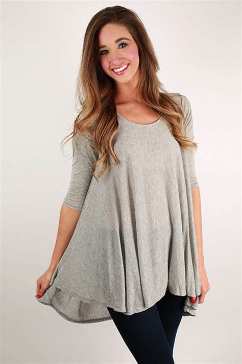 When Skies Are Grey Tunic Gray Tunic Dressy Casual Women Flattering