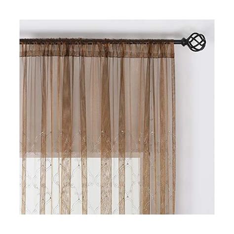Aside Bside Bead8510 Sheer Curtains For Bedroom Rod Pocket Embroidered