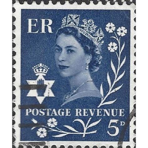 Northern Ireland Queen Elizabeth Ii Wilding Blue 1968 5d 4 On