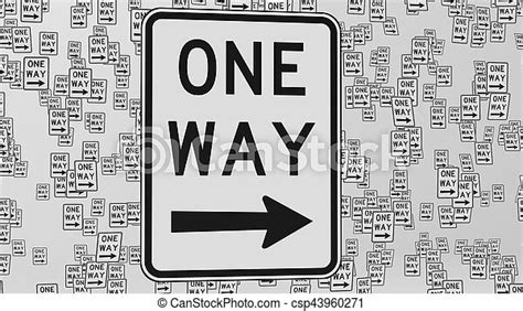 One Way Right Signs Floating In White Space Right One Way Traffic
