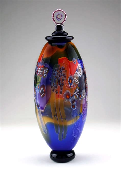 Color Field Jar In Marine Blue And Amber By Wes Hunting Art Glass