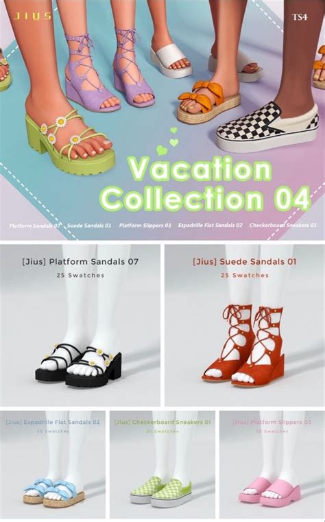 Jius — Vacation Collection 04 Jius Platform Sandals Sims 4