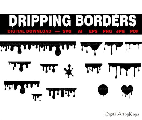 Dripping Borders Svg Dripping Svg Dripping Borders Cut Etsy
