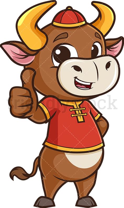 Chinese New Year Ox Thumbs Up Cartoon Clipart Vector Friendlystock