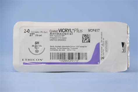 Ethicon Suture Vcp417h 2 0 Vicryl Plus Antibacterial Undyed 27 Sh