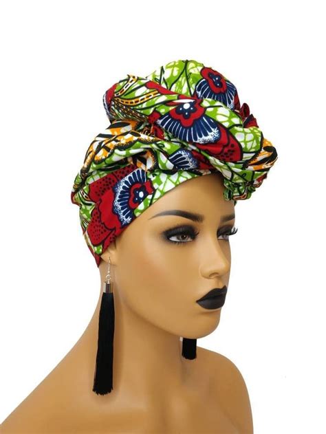 African Head Wraps For Women In Floral Ankara Fabric Red Head Wrap