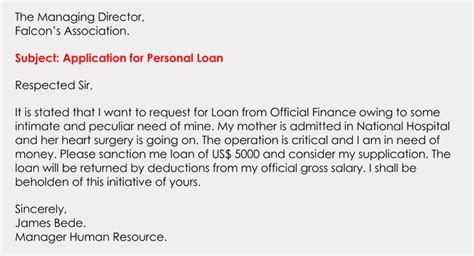 personal loan letter format inspirational formatting  loan application