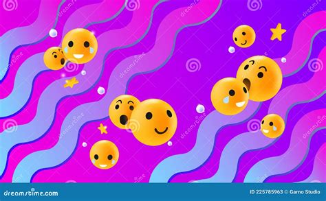 Abstract Emoticon Reactions Concept Flowing Emoji Faces On Wavy