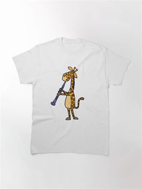 Cool Funny Giraffe Playing Clarinet Cartoon T Shirt By Naturesfancy
