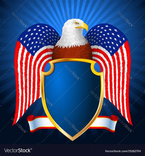 American Eagle Flag Wing Shield Royalty Free Vector Image