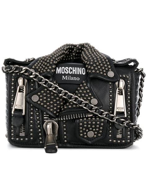 Moschino Studded Leather Jacket Bag In Black Lyst Canada