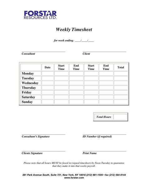 Weekly Timesheet In Word And Pdf Formats