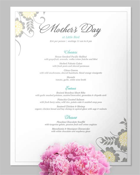 Mother S Day Menu Template