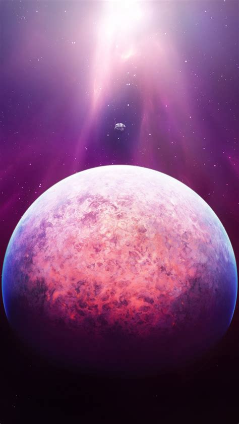 Purple Planet And Cosmic Rays Wallpaper Free Iphone