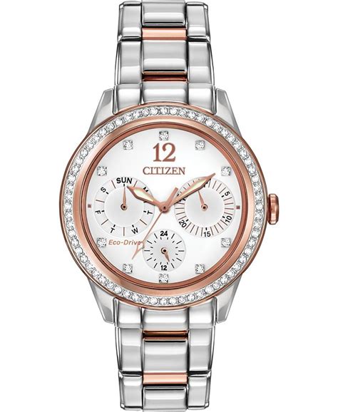 citizen women s chronograph eco drive silhouette crystal two tone stainless steel bracelet watch