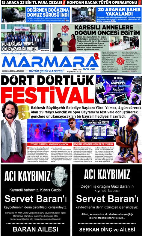 Mayıs tarihli Marmara Bölge Gazete Manşetleri