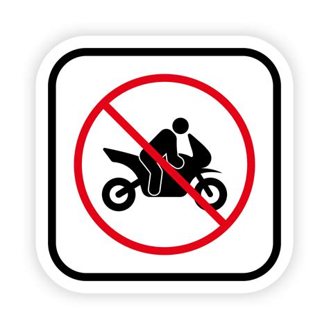 Motorcycle Transport Ban Black Silhouette Icon Forbidden Motorcyclist