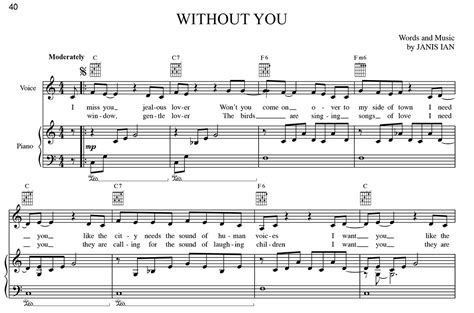 Without You Sheet Music Janis Ian
