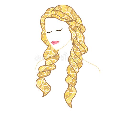 Beautiful Woman With Closed Eyes And Long Blonde Hair Stock Vector