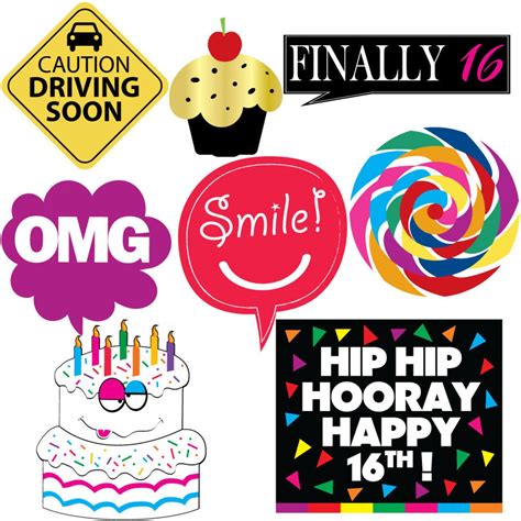 16th Birthday Photo Booth Party Props 40 Pieces Funny Etsy