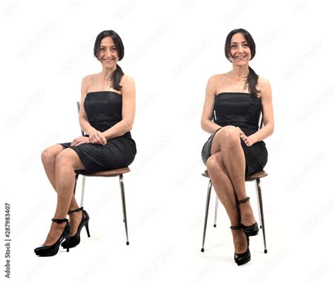 Woman Sitting Cross Legged And Without Being Crossed Stock Photo