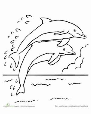 This excellent magic water coloring book includes four reusable pages and a refillable water pen. Leaping Dolphins | Worksheet | Education.com | Dolphin ...
