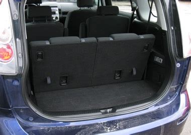 With the rear seat folded down, it will reveal nearly 65 cubic feet of cargo space. 2006 Mazda 5 - third-row seats up | The Mini Minivan ...