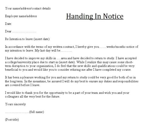 How To Write A Letter To Hand Your Notice In Business Letter