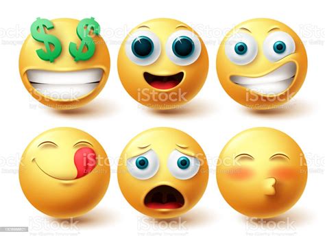 Emoji Smiley Vector Set Smileys Emoticon Happy Collection Facial