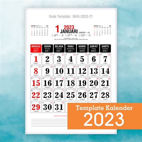 Jual Kalender 2023 Bulanan Angka Besar Besar Mas 2023 21 Shopee