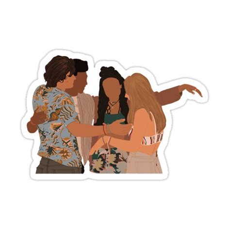 Two Women And A Man Are Hugging Sticker
